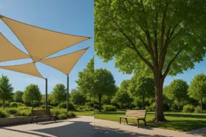 Ombreggianti o alberi? Scegliere la copertura giusta per migliorare microclima e comfort
