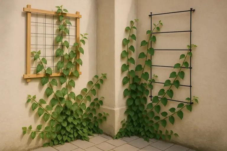 Progettazione di angoli con piante rampicanti: Griglie e supporti che evitano danni alle pareti