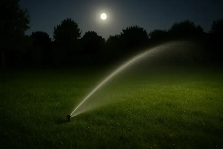 Il prato che respira di notte: perché d’estate l’orario d’irrigazione conta più della quantità