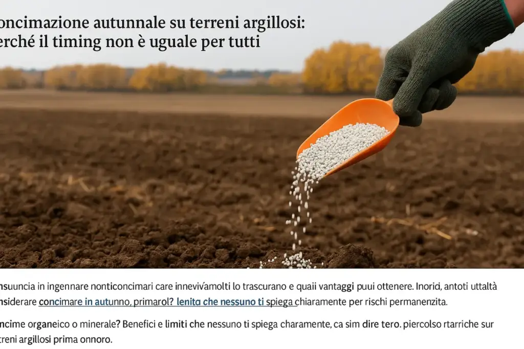 Concimazione autunnale su terreni argillosi: perché il timing non è uguale per tutti