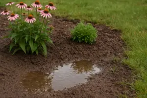 Terreno che trattiene l’acqua: come riconoscere il drenaggio insufficiente in aiuola