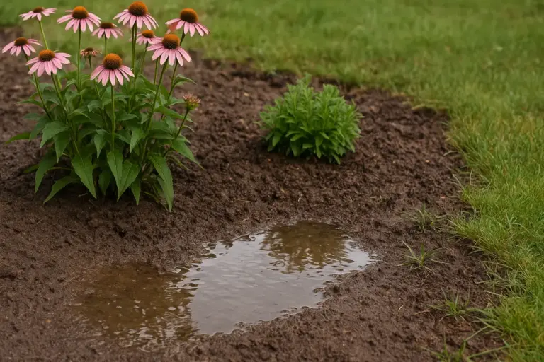 Terreno che trattiene l’acqua: come riconoscere il drenaggio insufficiente in aiuola
