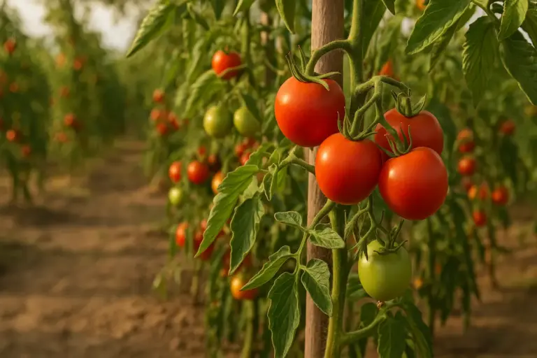 Pomodori coltivati in piena estate: la tecnica che salva il raccolto dal caldo