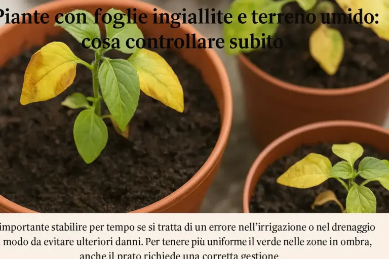 Piante con foglie ingiallite e terreno sempre umido: cosa controllare subito