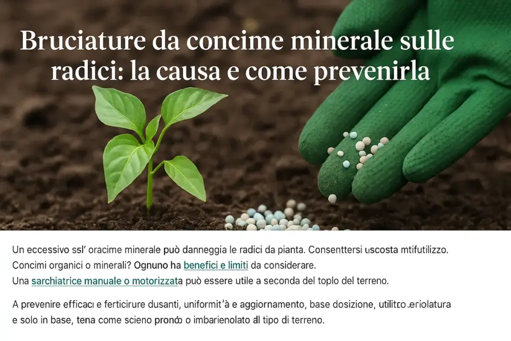 Bruciature da concime minerale sulle radici: la causa e come prevenirla
